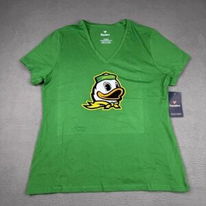 Oregon Ducks Shirt Womens XL Green NCAA Football Fanatics V-Neck Mascot Graphic